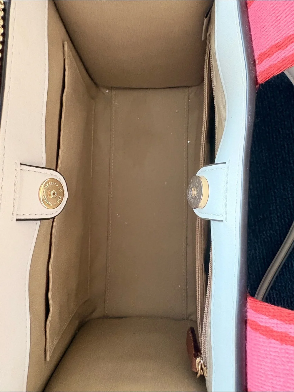 COACH Strawberry Print Coated Canvas Smith Tote in Cream and Red